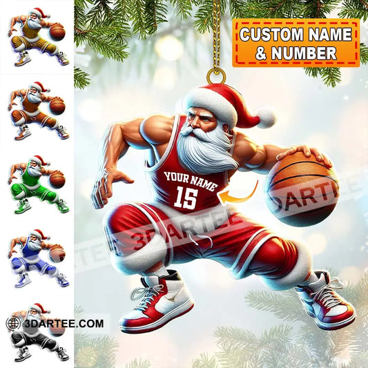 Custom Name Basketball Santa Ornament Lover Christmas Gift