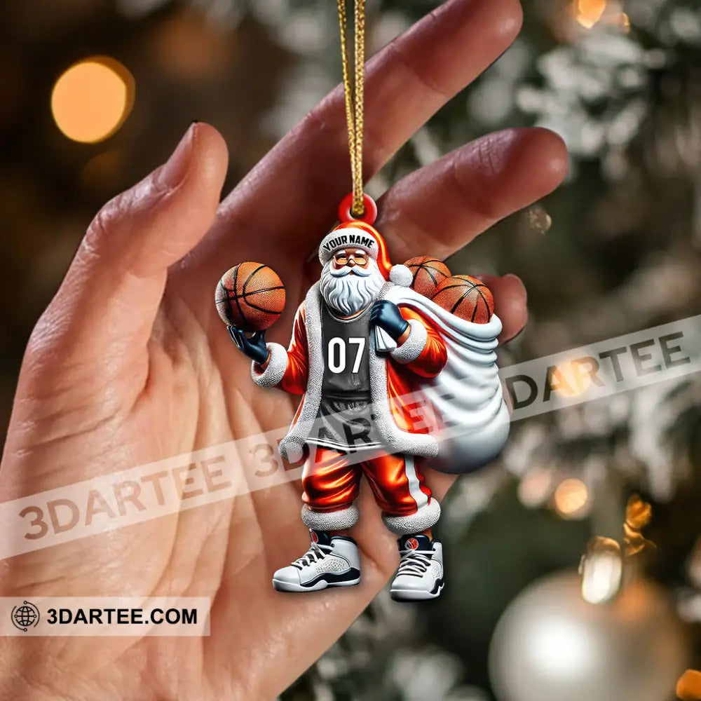 Custom Name Basketball Santa Ornament Lover Christmas Gift