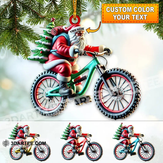 Custom Name Bicycle Santa Ornament Christmas Gift