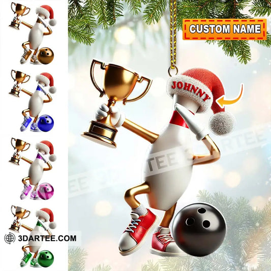 Custom Name Bowling Christmas Ornament Gift