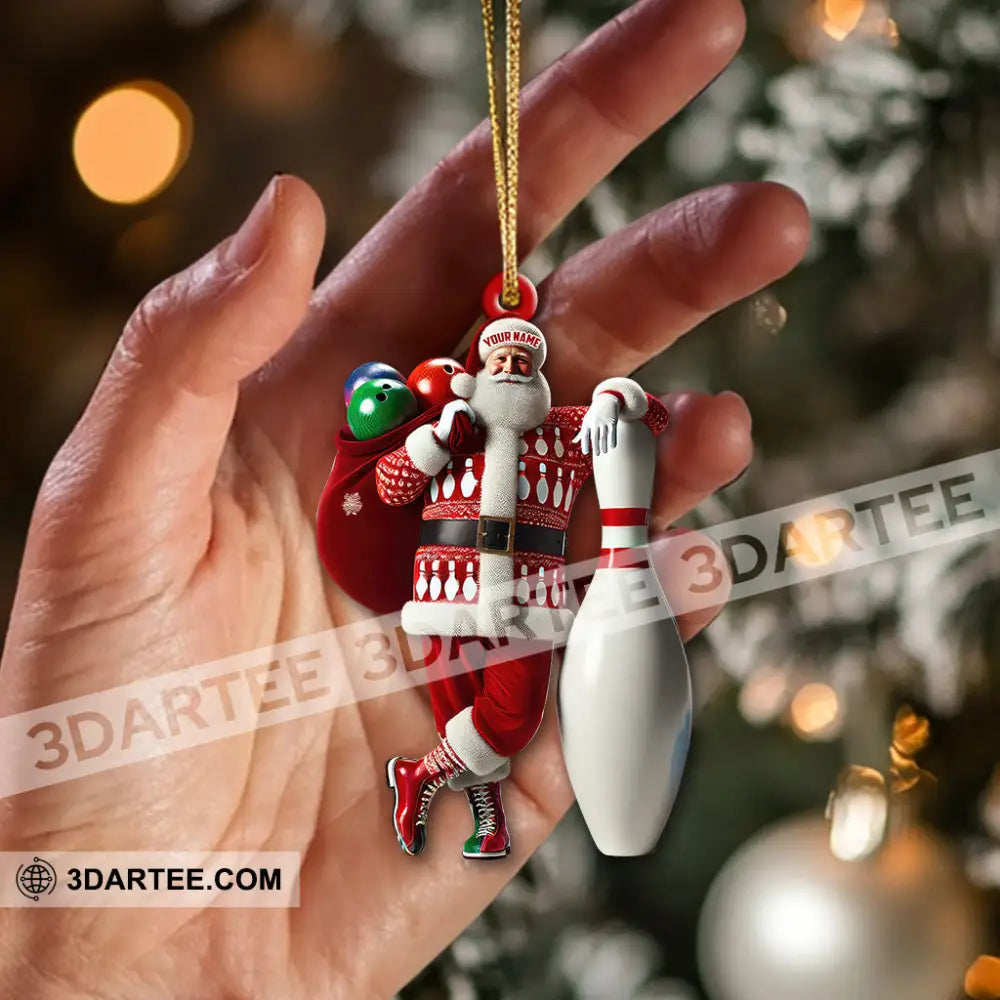 Custom Name Bowling Santa Ornament Lover Christmas Gift
