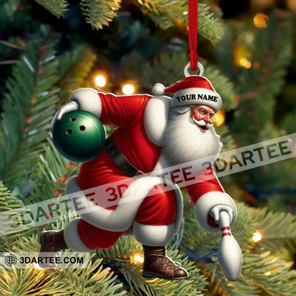 Custom Name Bowling Santa Ornament Lover Christmas Gift