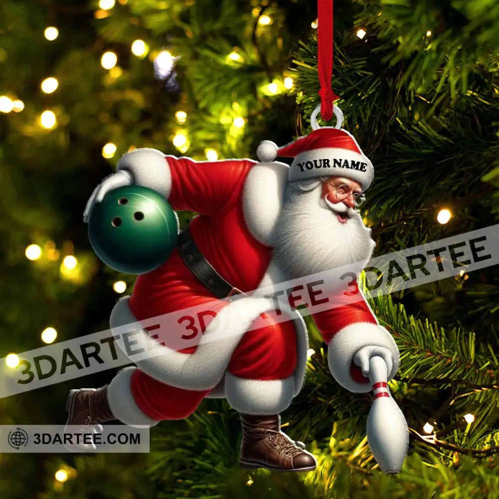 Custom Name Bowling Santa Ornament Lover Christmas Gift