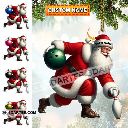 Custom Name Bowling Santa Ornament Lover Christmas Gift