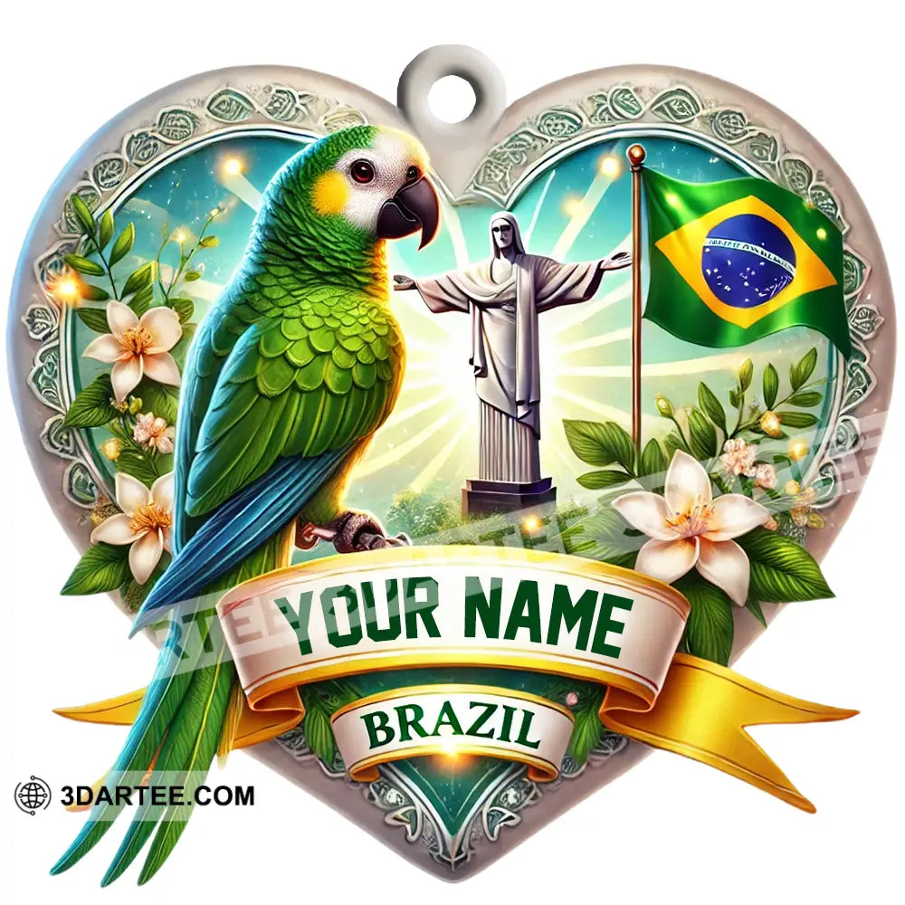 Custom Name Brazil Ornament Christmas Gift For Lover 3.54’’ / 1