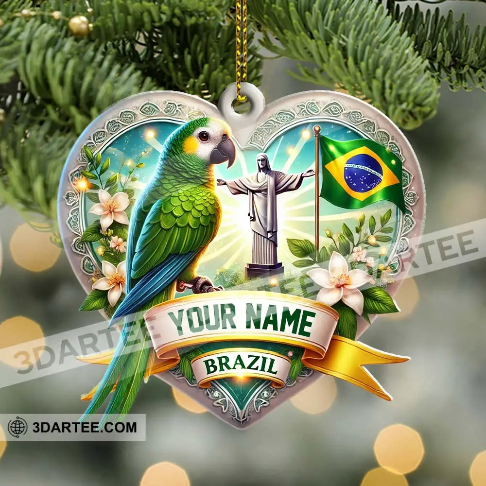 Custom Name Brazil Ornament Christmas Gift For Lover