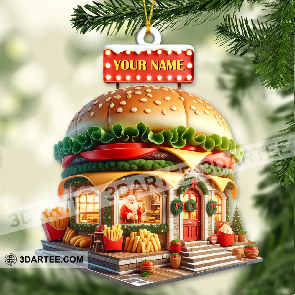 Custom Name Burger Ornament Lover Christmas Gift