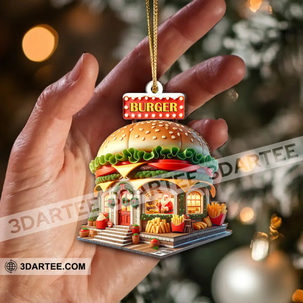 Custom Name Burger Ornament Lover Christmas Gift 3.54’’ / 1