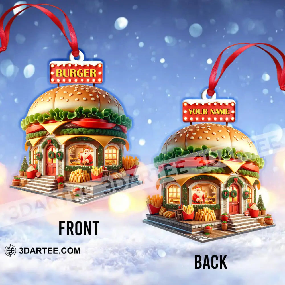 Custom Name Burger Ornament Lover Christmas Gift