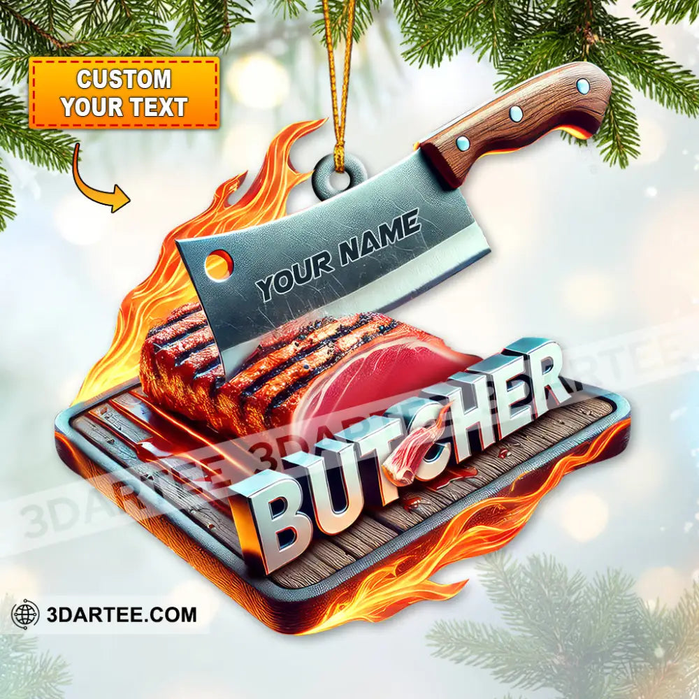 Custom Name Butcher Ornament Christmas Gift