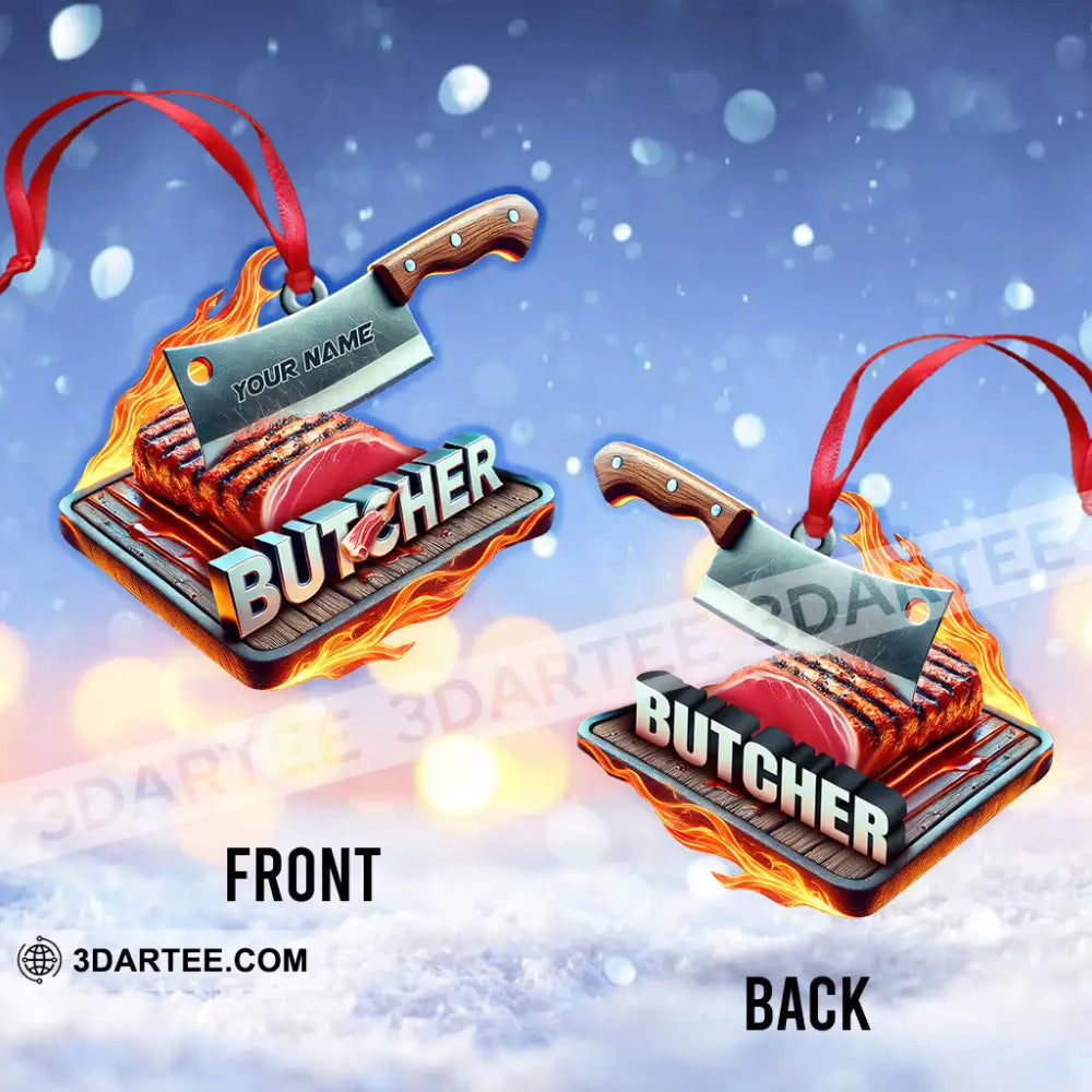 Custom Name Butcher Ornament Christmas Gift - Ornament