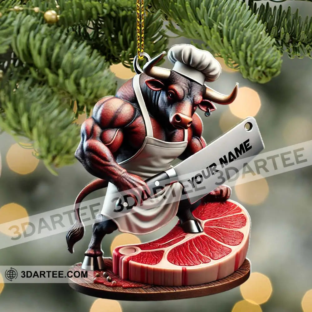 Custom Name Butcher Ornament Shop Christmas Gift Decoration