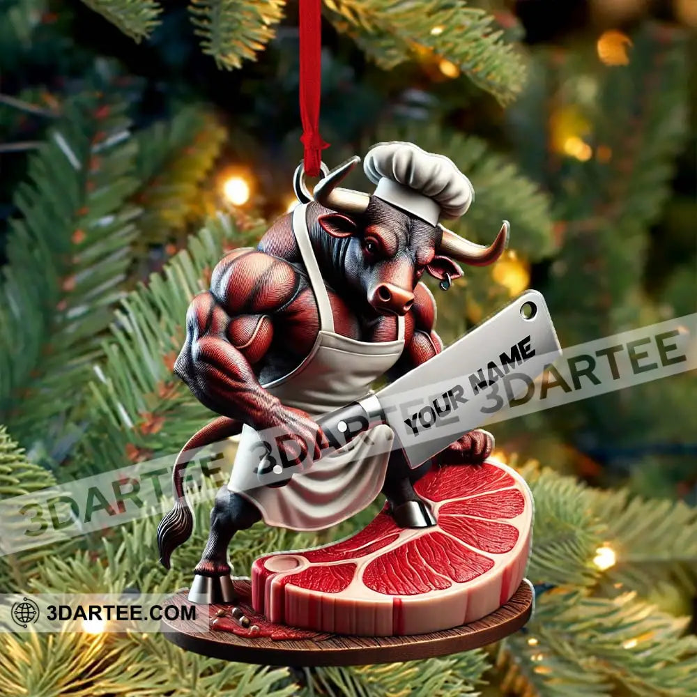 Custom Name Butcher Ornament Shop Christmas Gift Decoration