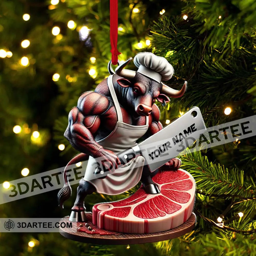 Custom Name Butcher Ornament Shop Christmas Gift Decoration