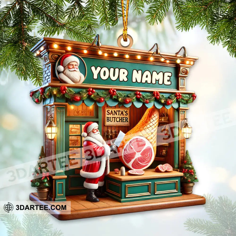 Custom Name Butcher Santa Ornament Christmas Gift 3.54’’ / 1