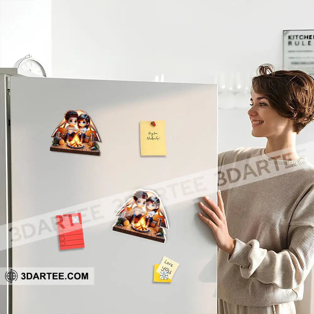 Custom Name Camping Couple Fridge Magnet Gift For Lover