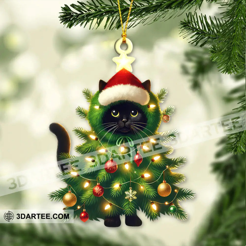 Custom Name Cat Christmas Tree Ornament Gift 3.54’’ / 1