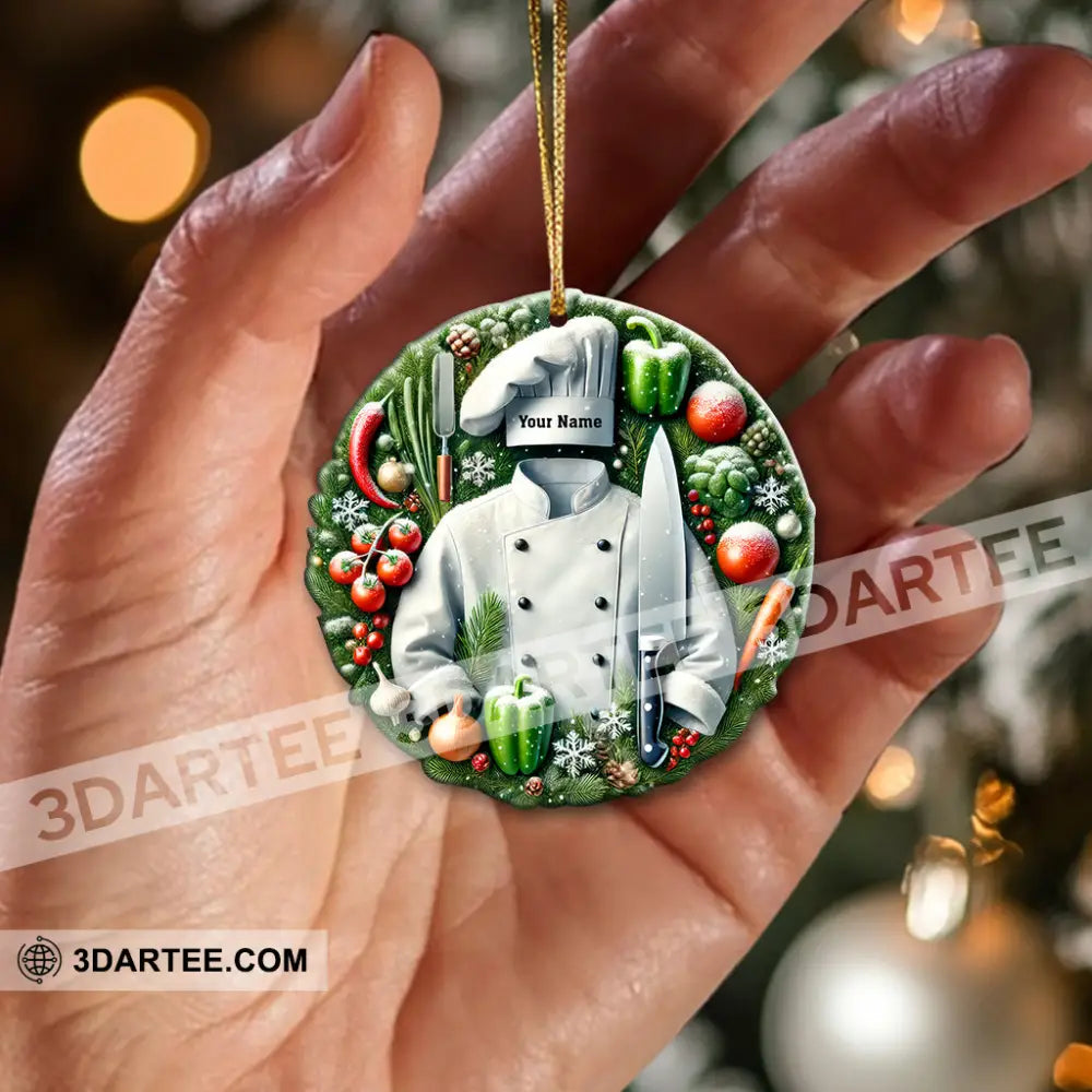 Custom Name Chef Ornament Christmas Gift for Cooking Lover 3.54’’ / 1 Ornament Ornament