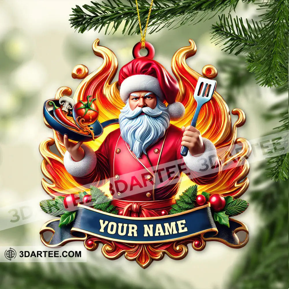 Custom Name Chef Ornament Christmas Gift For Cooking Lover 3.54’’ / 1