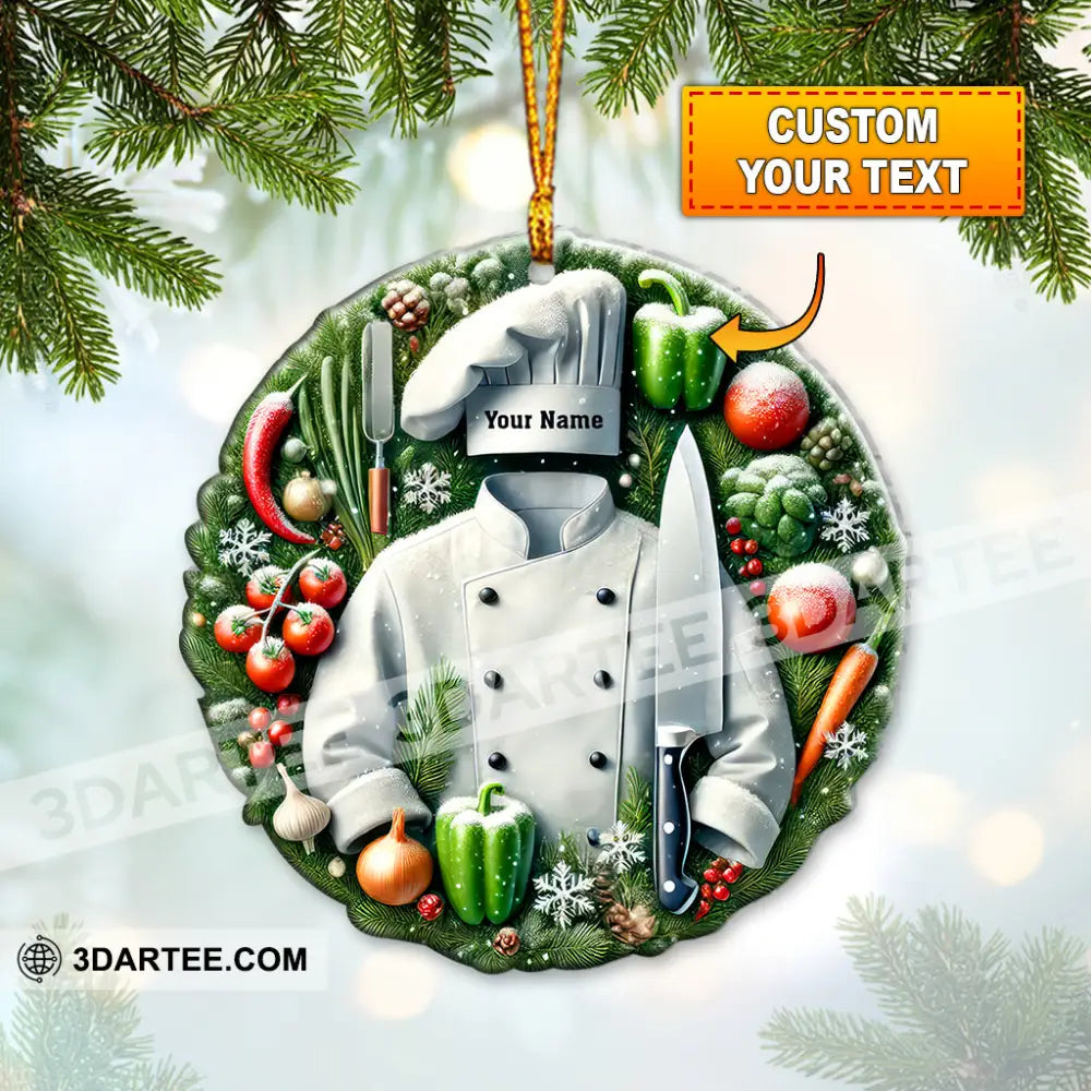 Custom Name Chef Ornament Christmas Gift For Cooking Lover