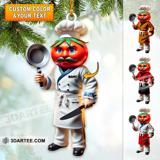 Custom Name Chef Ornament Christmas Gift For Cooking Lover