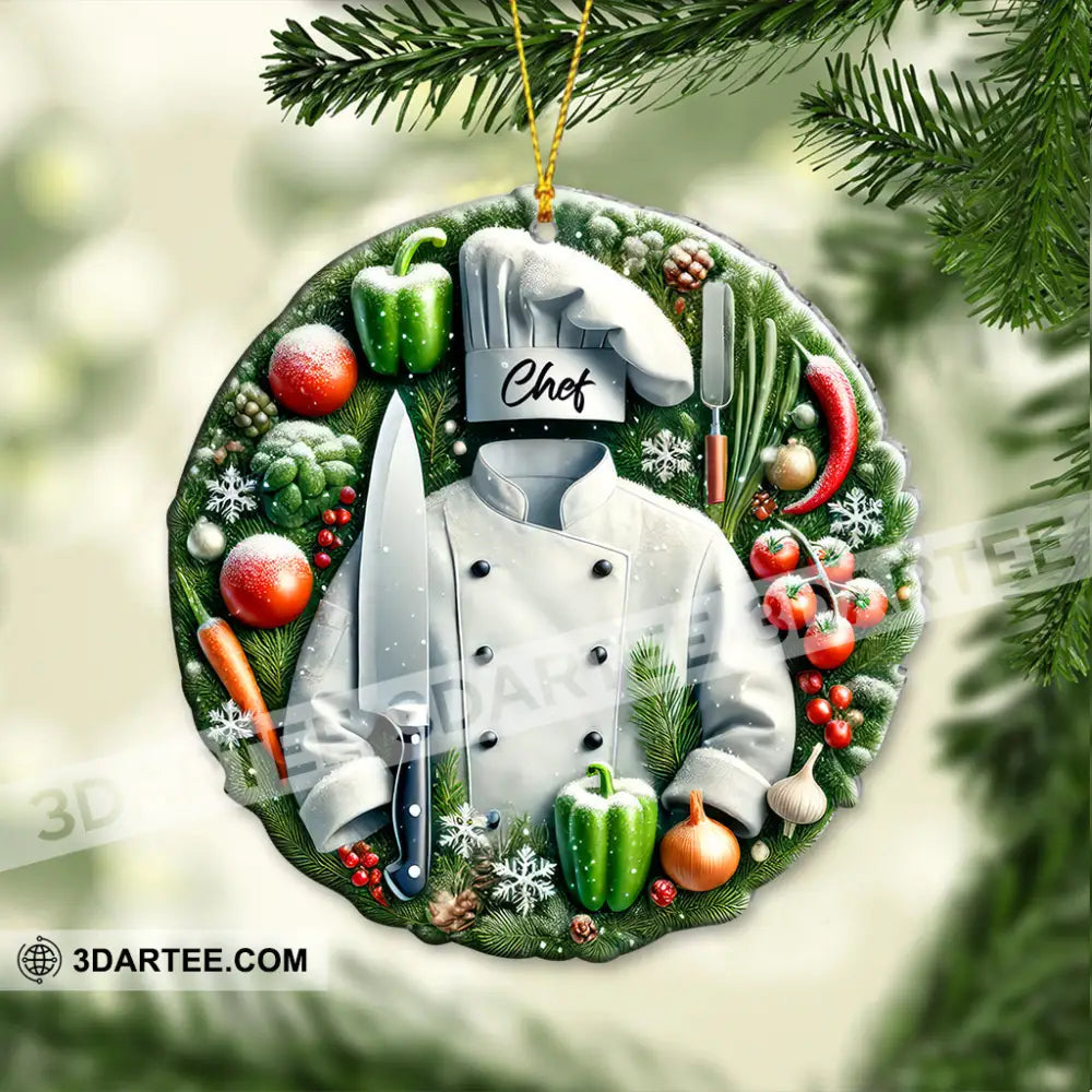 Custom Name Chef Ornament Christmas Gift For Cooking Lover