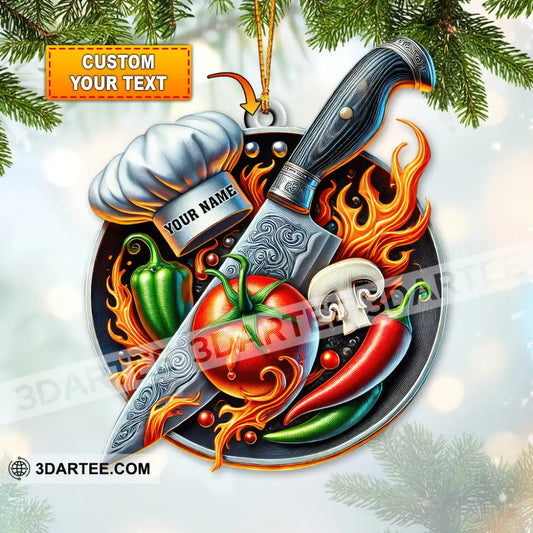 Custom Name Chef Ornament Christmas Gift For Cooking Lover