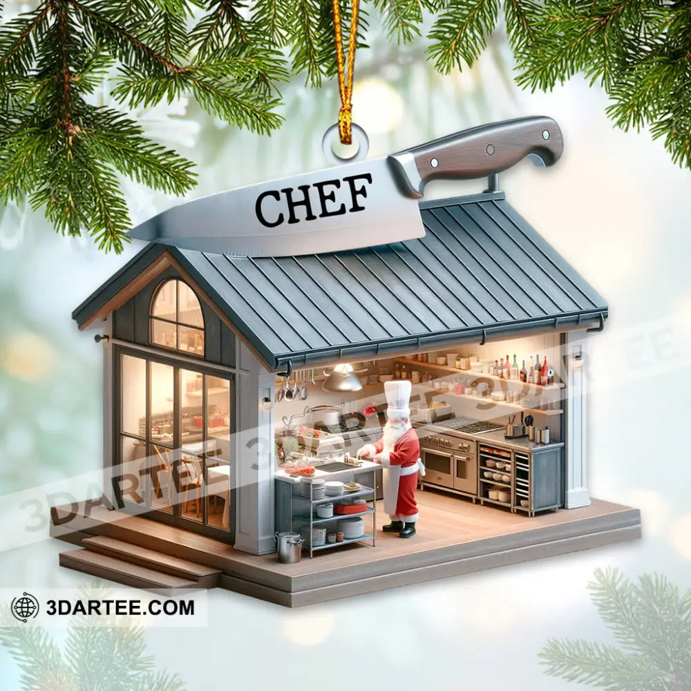 Custom Name Chef Ornament Santa Gift For Cooking Lover 3.54’’ / 1