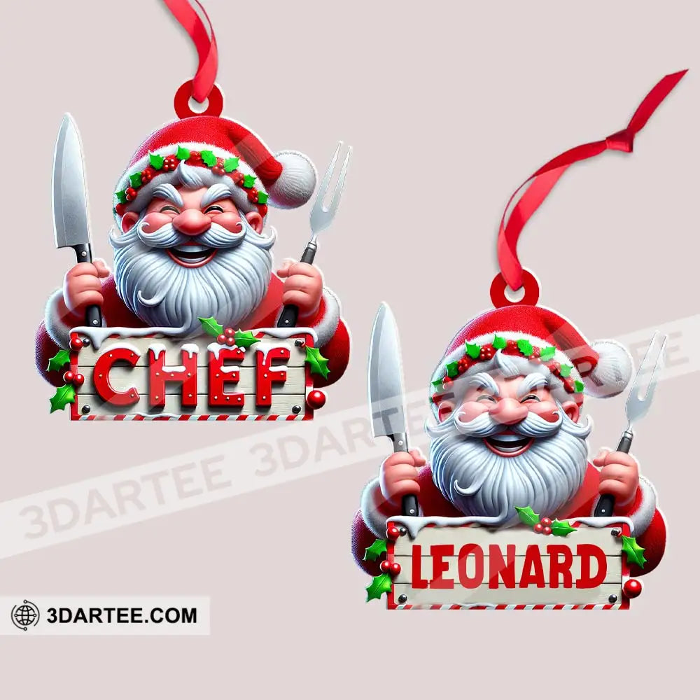 Custom Name Chef Ornament Santa Gift For Cooking Lover