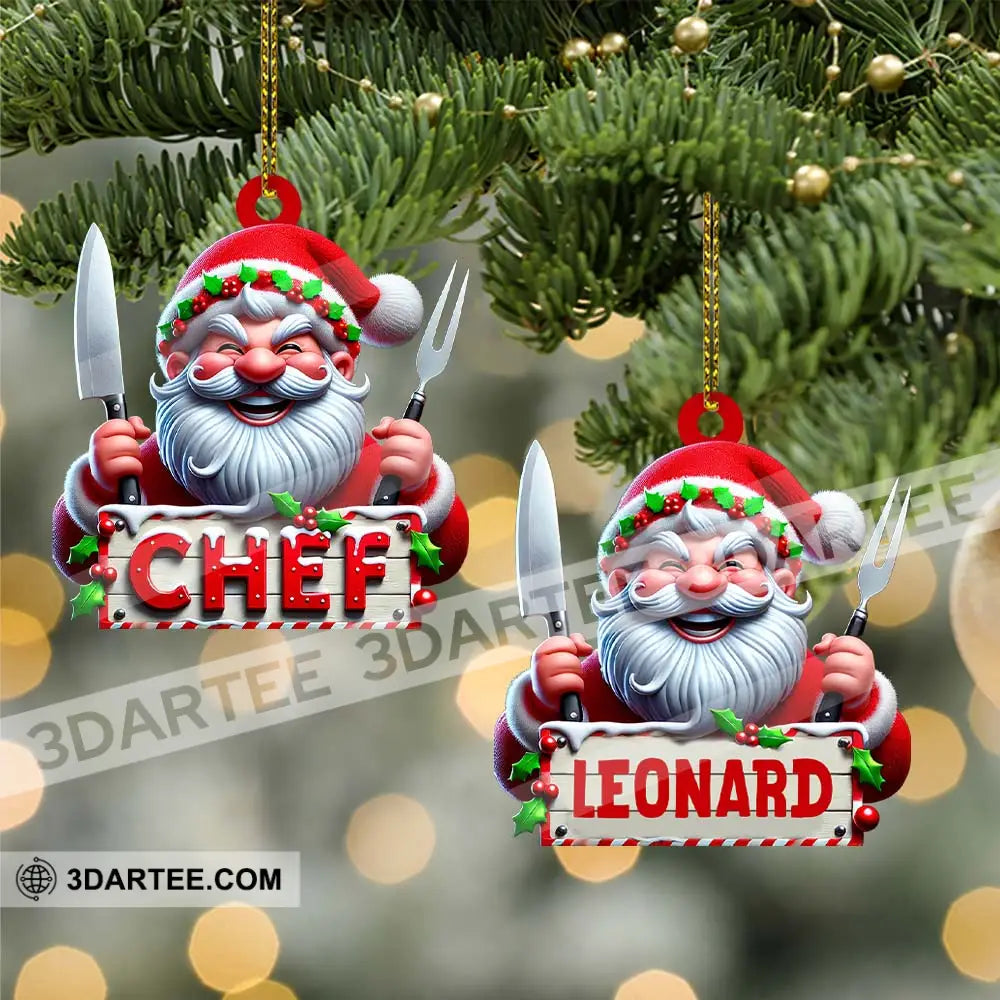 Custom Name Chef Ornament Santa Gift For Cooking Lover