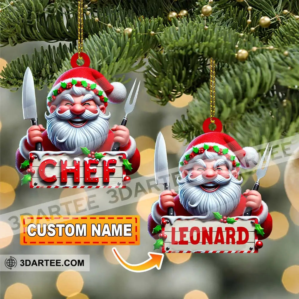 Custom Name Chef Ornament Santa Gift For Cooking Lover