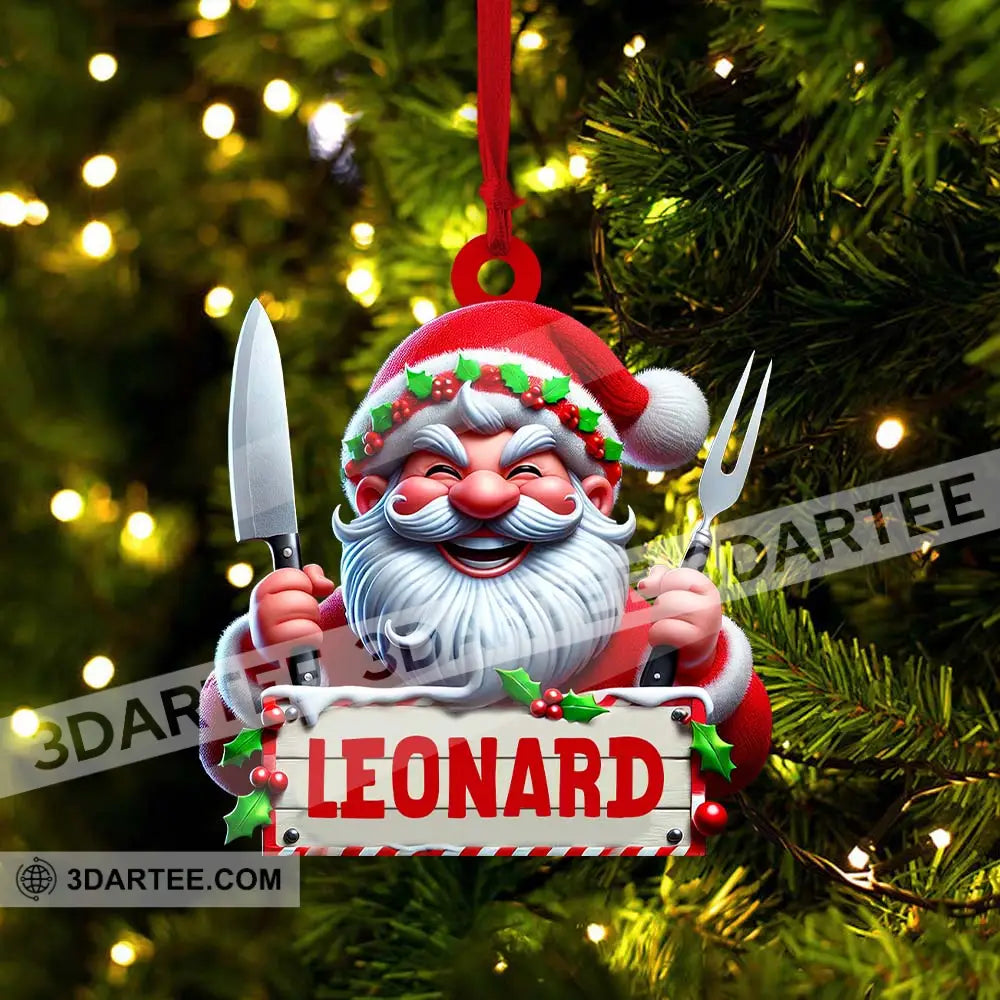 Custom Name Chef Ornament Santa Gift For Cooking Lover