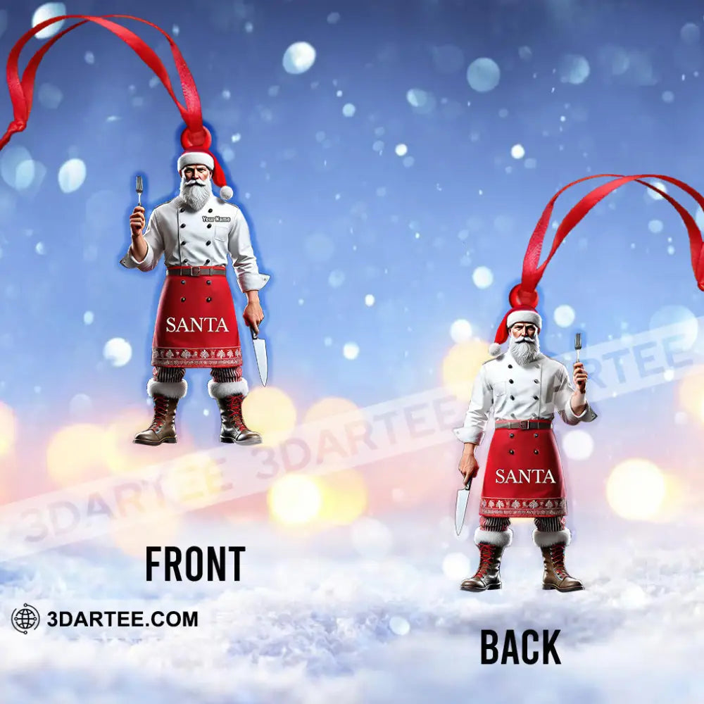 Custom Name Chef Santa Ornament Christmas Gift For Cooking Lover