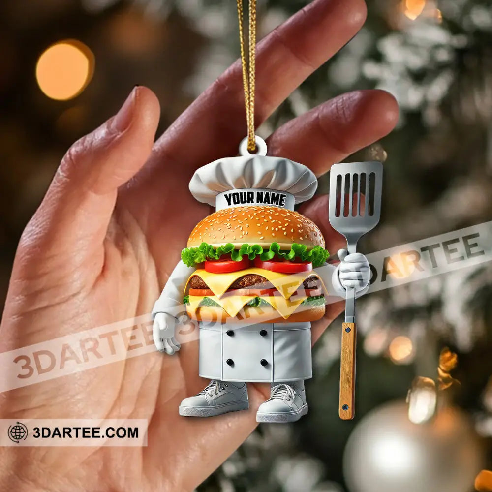 Custom Name Chef Santa Ornament Christmas Gift For Cooking Lover