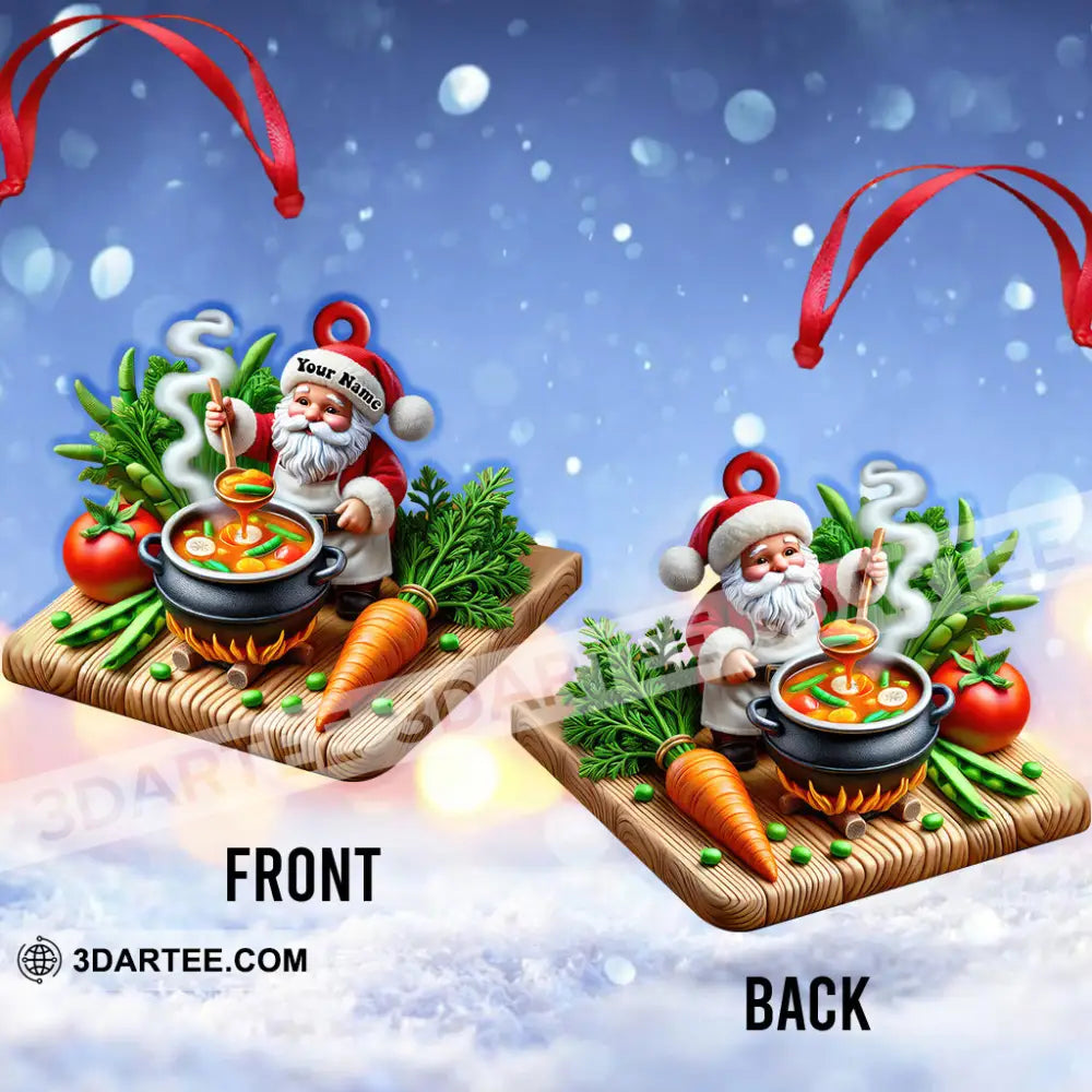 Custom Name Chef Santa Ornament Christmas Gift For Cooking Lover