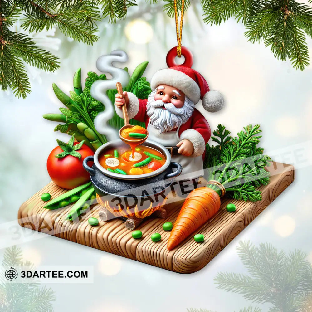 Custom Name Chef Santa Ornament Christmas Gift For Cooking Lover
