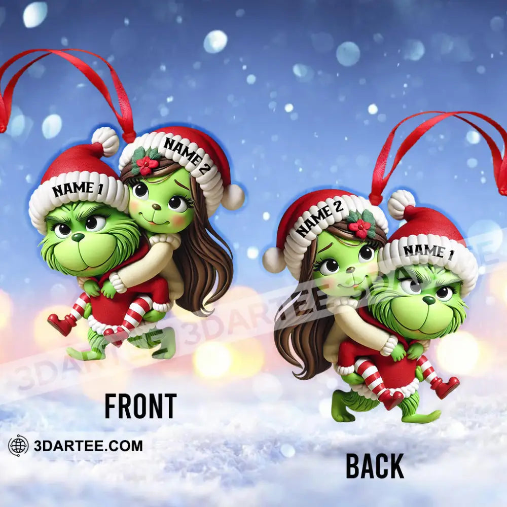 Custom Name Christmas Grinch Couple Ornament Lover Gift