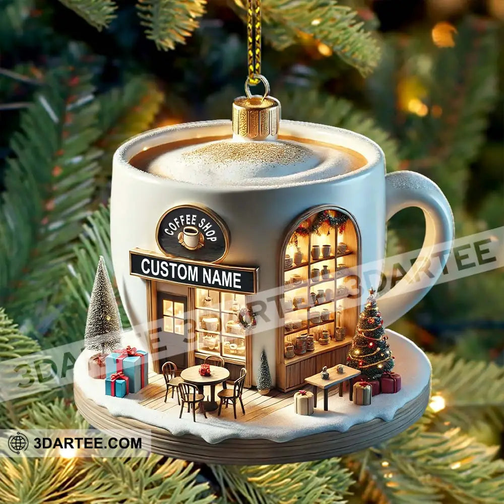 Custom Name Coffee Shop Ornament Christmas Decoration For