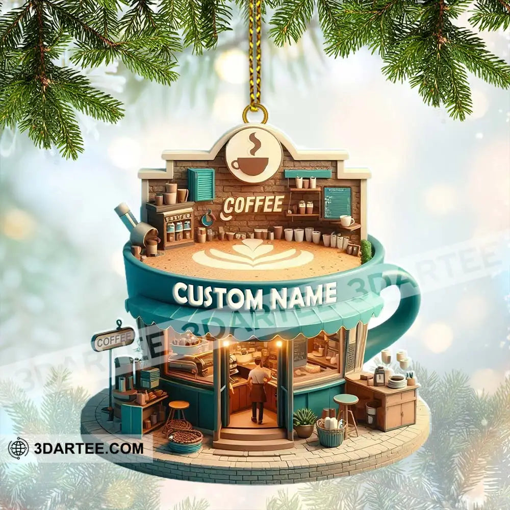 Custom Name Coffee Shop Ornament Christmas Decoration For 3.54’’ / 1