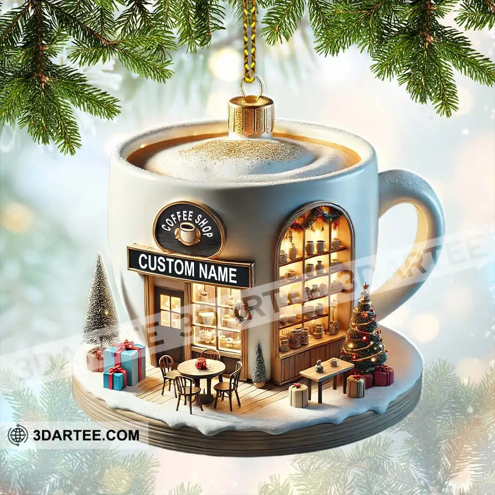 Custom Name Coffee Shop Ornament Christmas Decoration For 3.54’’ / 1