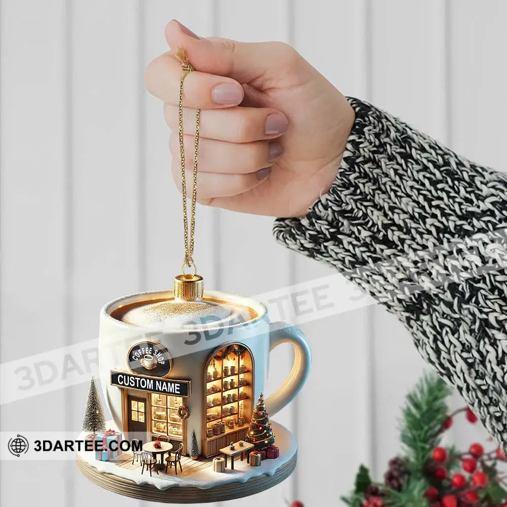 Custom Name Coffee Shop Ornament Christmas Decoration For