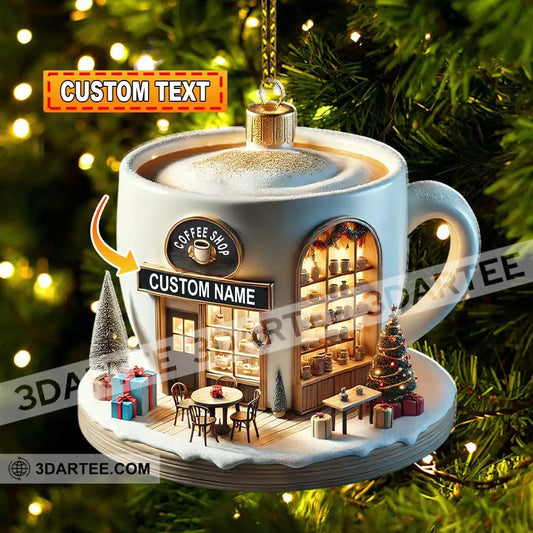 Custom Name Coffee Shop Ornament Christmas Decoration For