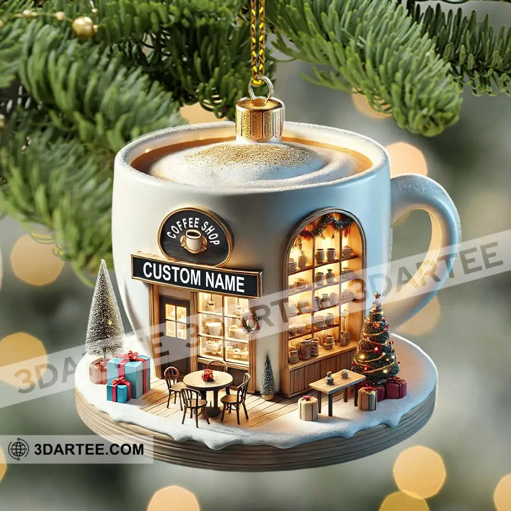 Custom Name Coffee Shop Ornament Christmas Decoration For