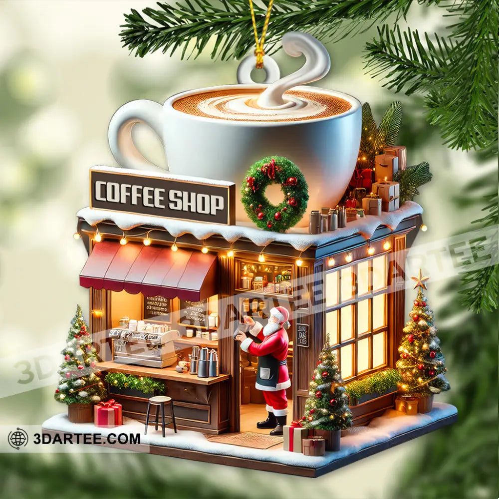 Custom Name Coffee Shop Ornament Love Christmas Gift 3.54’’ / 1