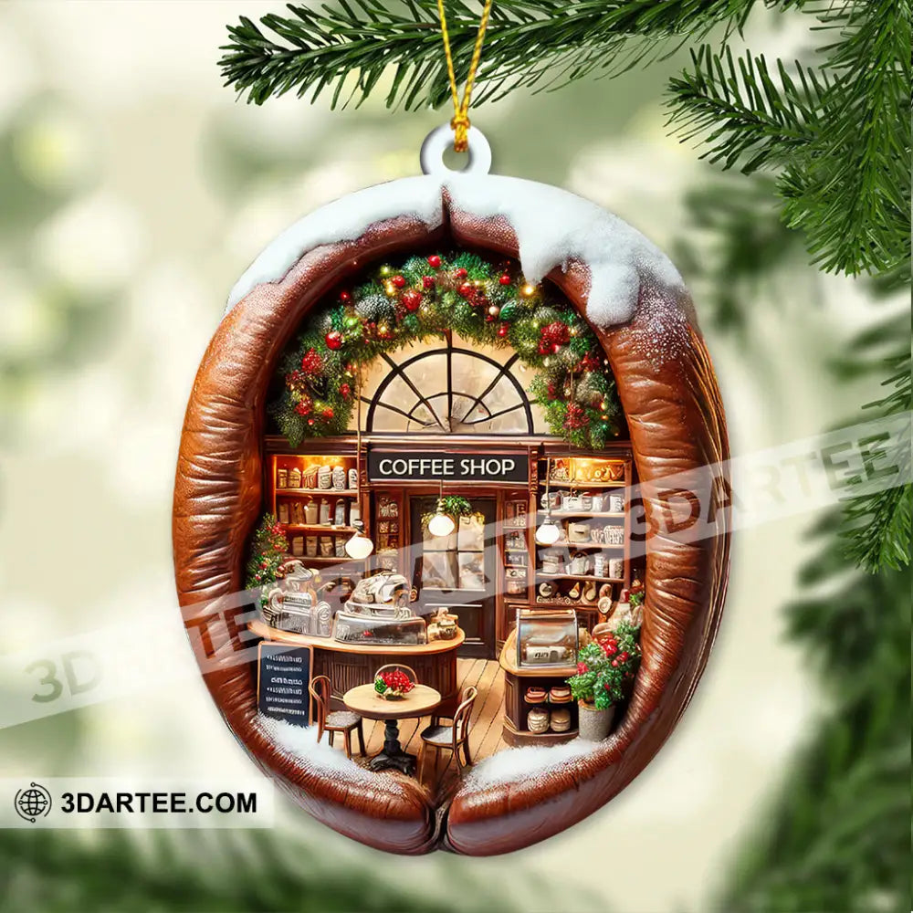 Custom Name Coffee Shop Ornament Love Christmas Gift 3.54’’ / 1