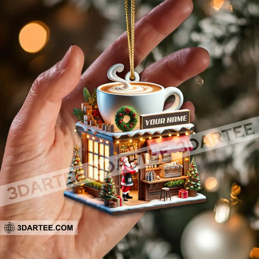 Custom Name Coffee Shop Ornament Love Christmas Gift