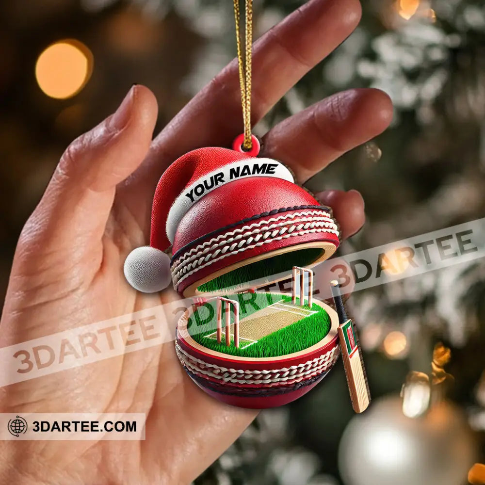 Custom Name Cricket Ball Ornament Christmas Gift For Lover