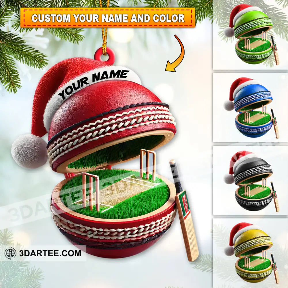 Custom Name Cricket Ball Ornament Christmas Gift For Lover