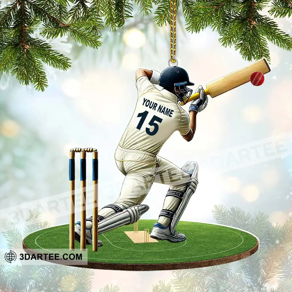 Custom Name Cricket Ball Ornament Lover Christmas Gift 3.54’’ / 1