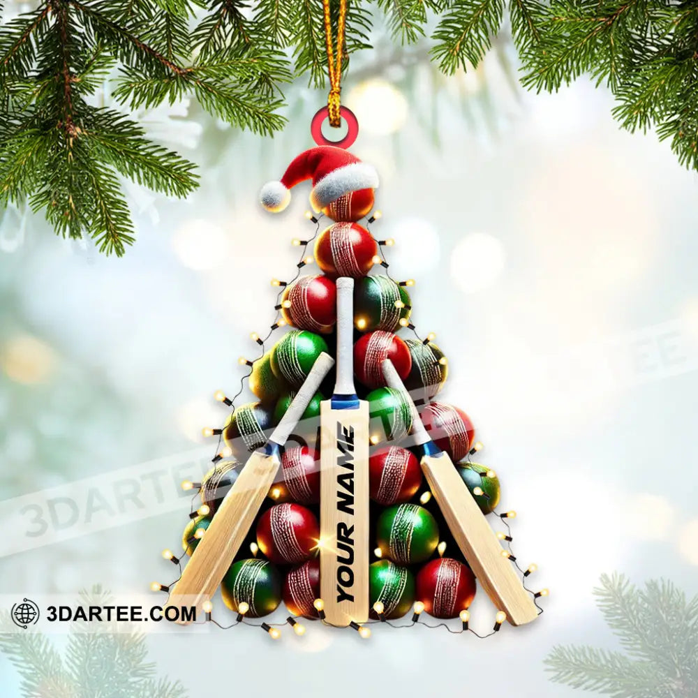 Custom Name Cricket Ball Ornament Lover Christmas Gift 3.54’’ / 1